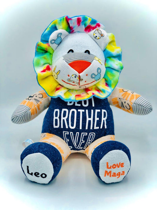 Keepsake Stuffed Lion made out of your favorite baby or adult outfits or clothes