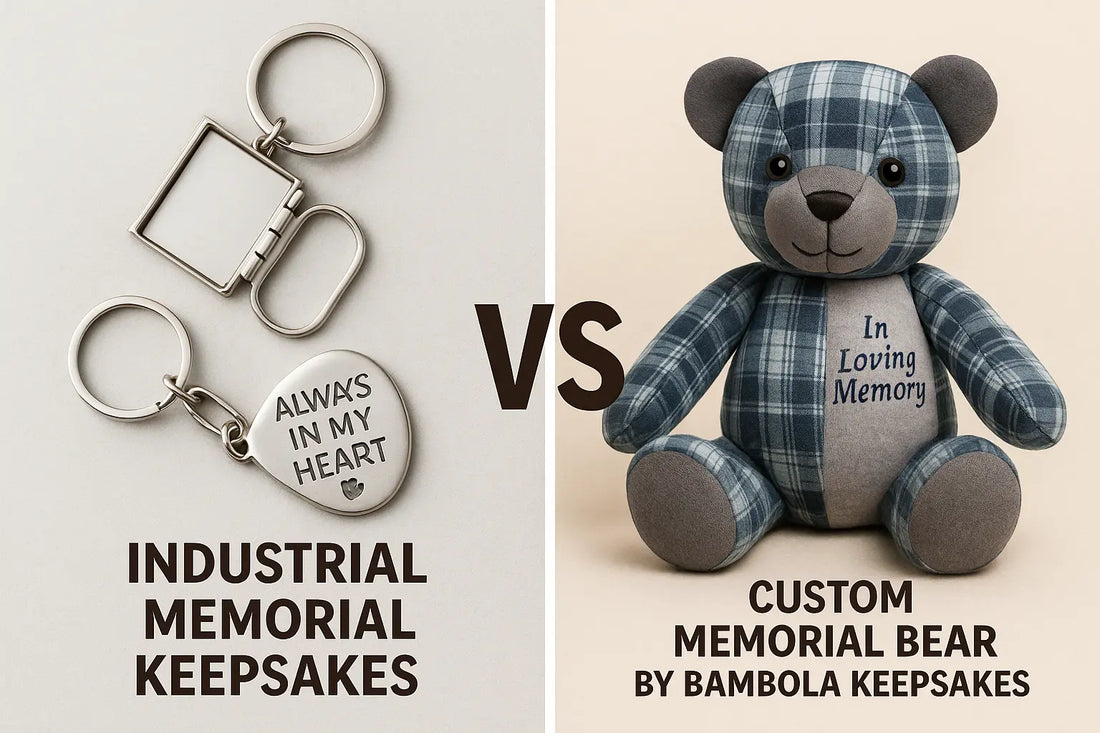 Grief deserves more than a factory-made token. Our memory bears are made from real garments—stitched with care, and full of love.