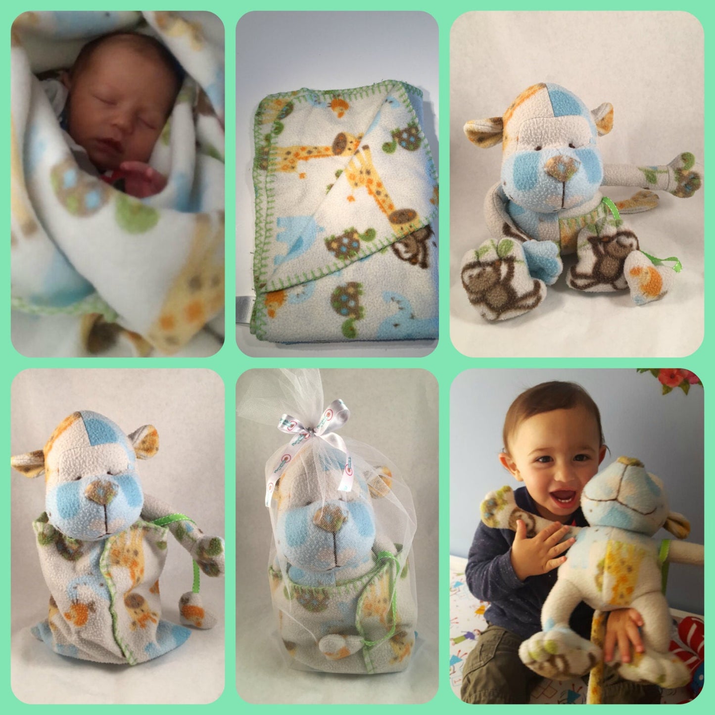 Keepsake Stuffed Monkey made out of your favorite baby or adult outfits or clothes