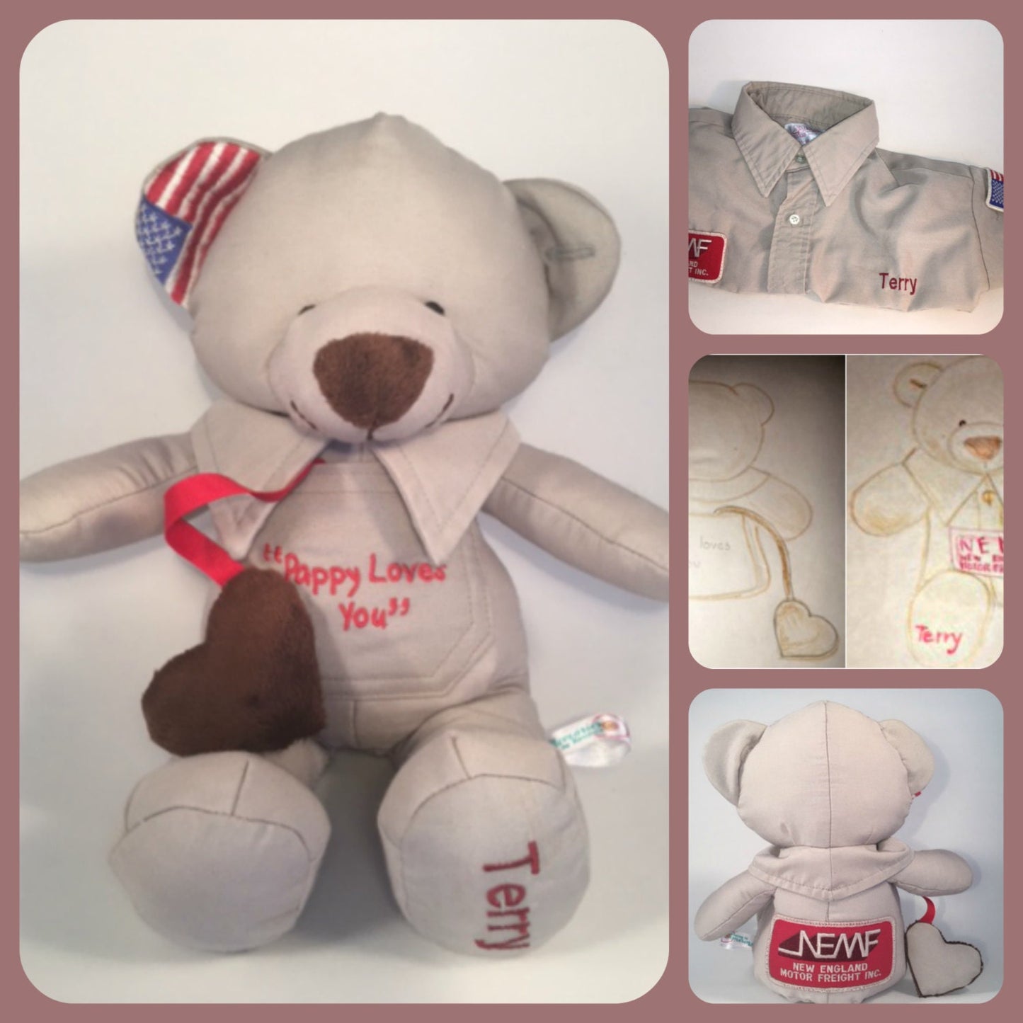 Keepsake Stuffed Bear made out of your favorite baby or adult outfits or clothes