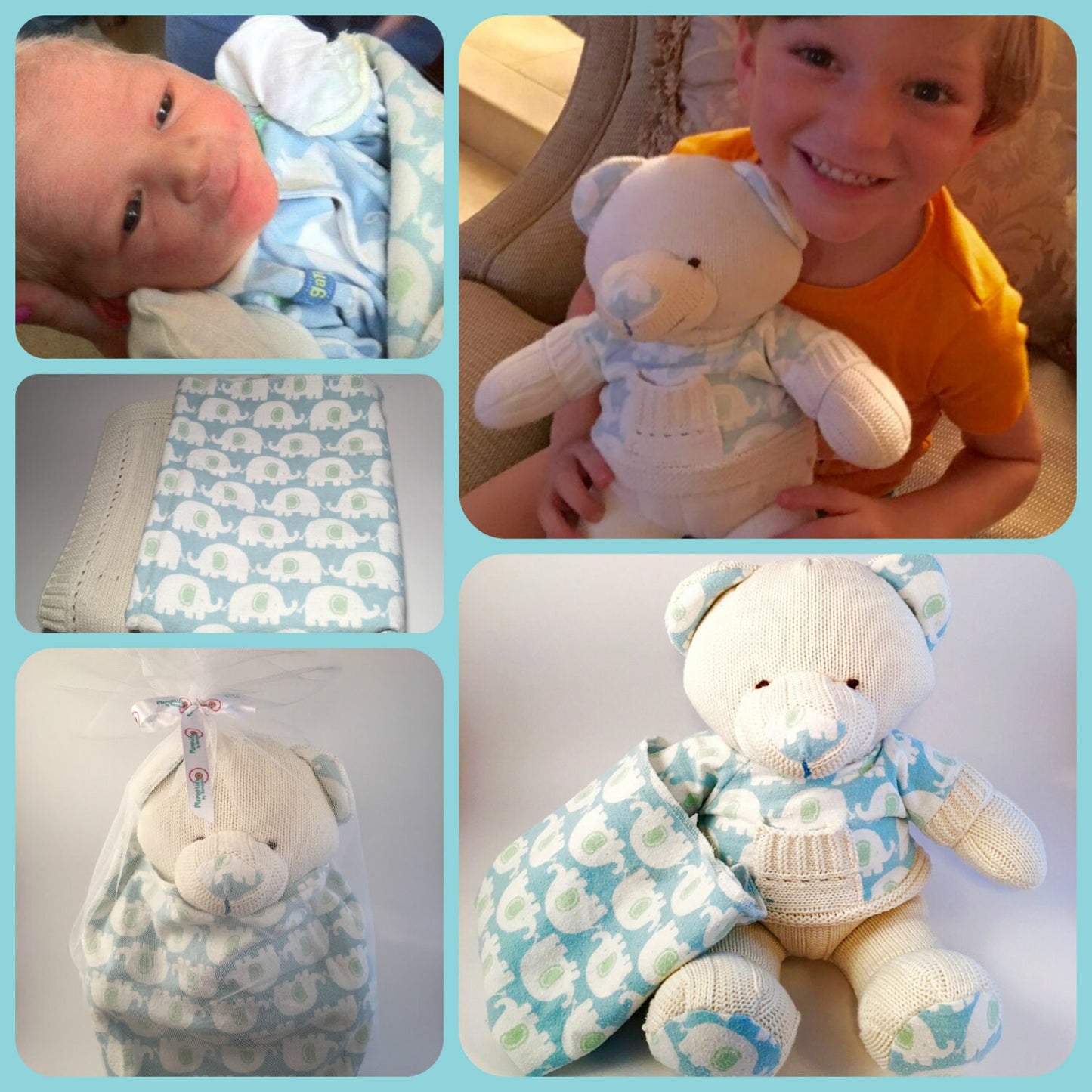 Keepsake Stuffed Bear made out of your favorite baby or adult outfits or clothes