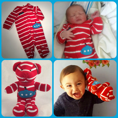 Custom Keepsake Baby Bear: Personalized Plush Made from Cherished Baby or Adult Clothing