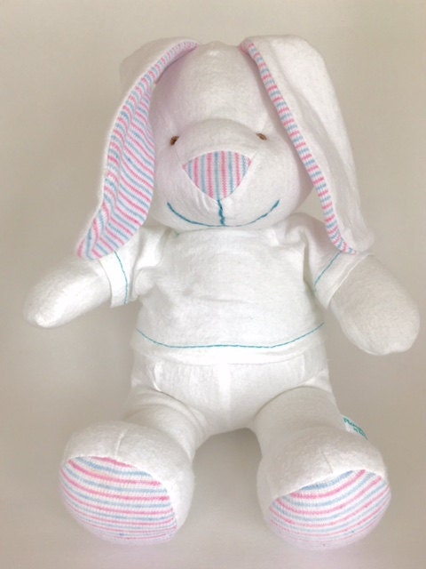 Stuffed Memory boy Bunny made out of your baby's newborn receiving hospital blanket