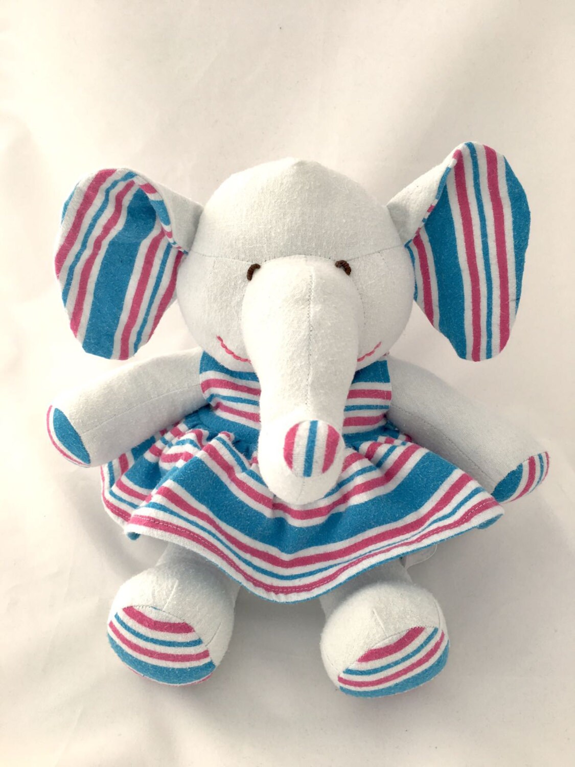 Stuffed Memory girl Elephant made out of your baby's newborn receiving hospital blanket