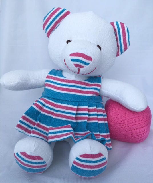 Stuffed Memory girl Bear made out of your baby's newborn receiving hospital blanket