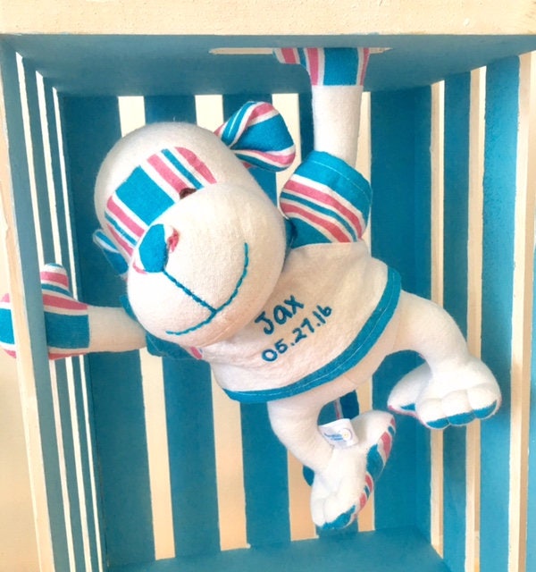 Stuffed Memory boy Monkey made out of your baby's newborn receiving hospital blanket