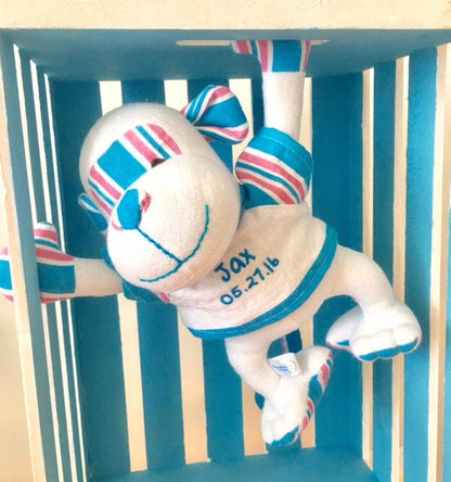 Stuffed Memory boy Monkey made out of your baby's newborn receiving hospital blanket