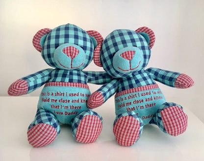 Personalized Memory Bear | Custom Plush Keepsake from Loved One's or Baby's Clothes