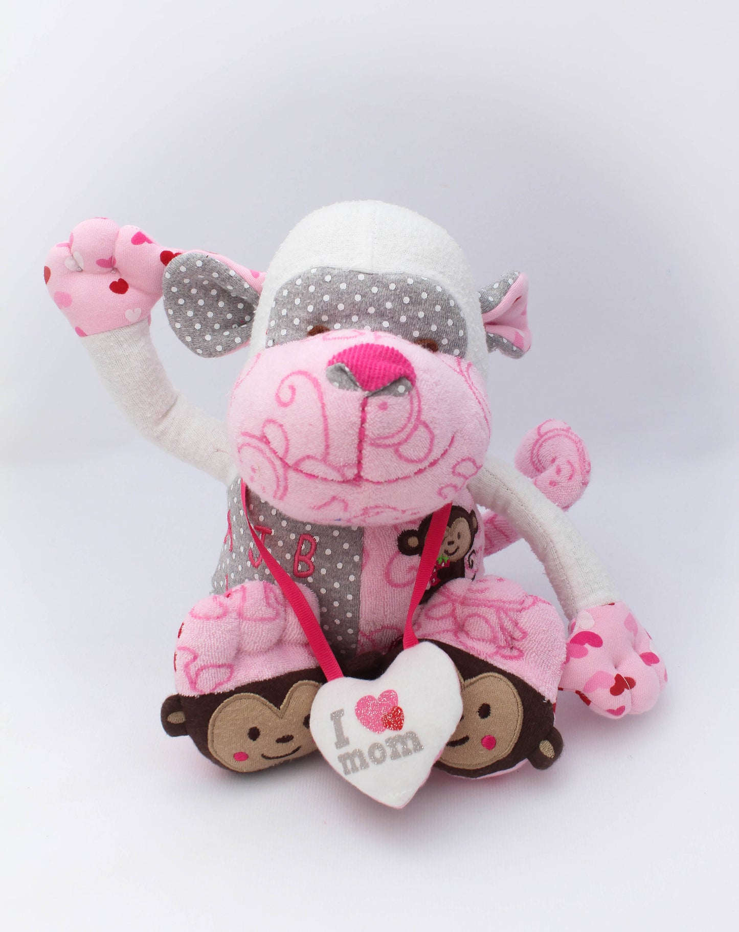 Keepsake Stuffed Monkey made out of your favorite baby or adult outfits or clothes