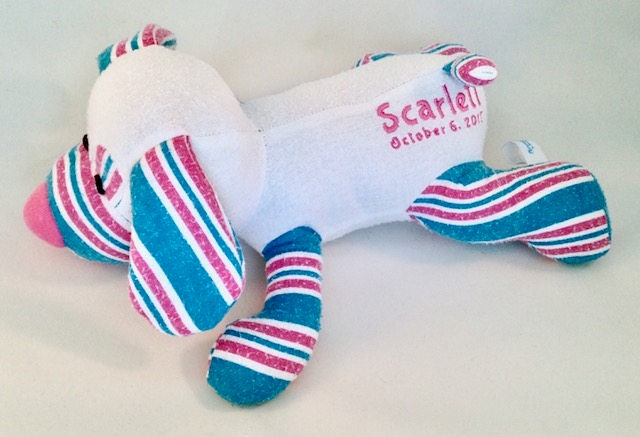 Stuffed Memory Dog made out of your baby's newborn receiving hospital blanket