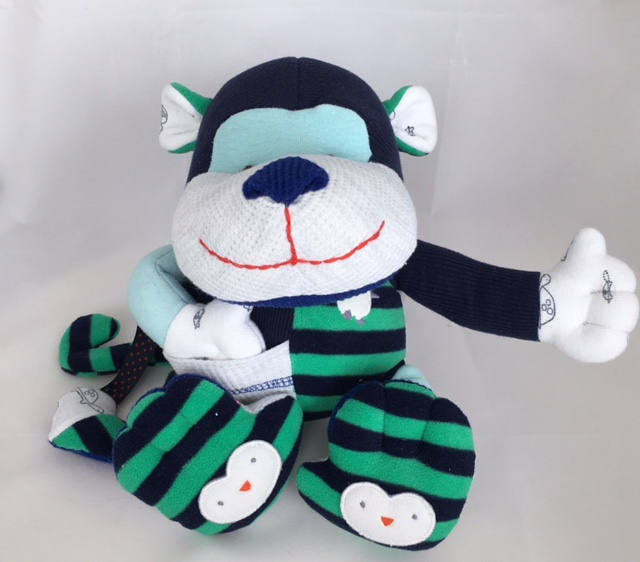 Keepsake Stuffed Monkey made out of your favorite baby or adult outfits or clothes