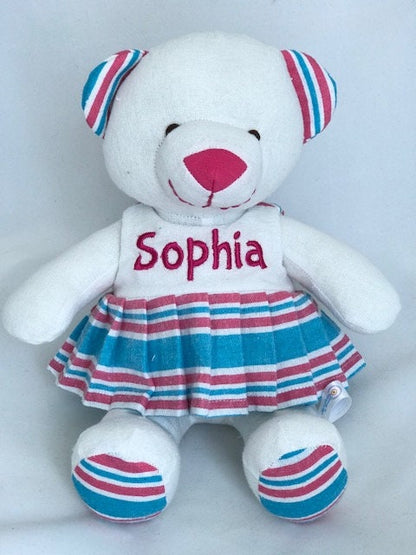 Custom Stuffed Girl Bear Made from Your Baby’s Hospital Blanket | Personalized Keepsake