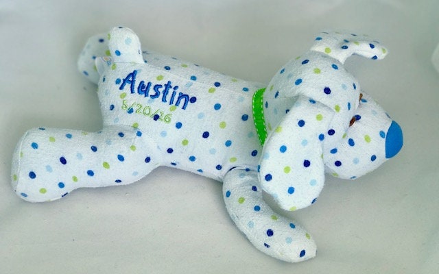 Stuffed Memory Dog made out of your baby's newborn receiving hospital blanket