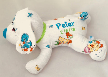 Stuffed Memory Dog made out of your baby's newborn receiving hospital blanket