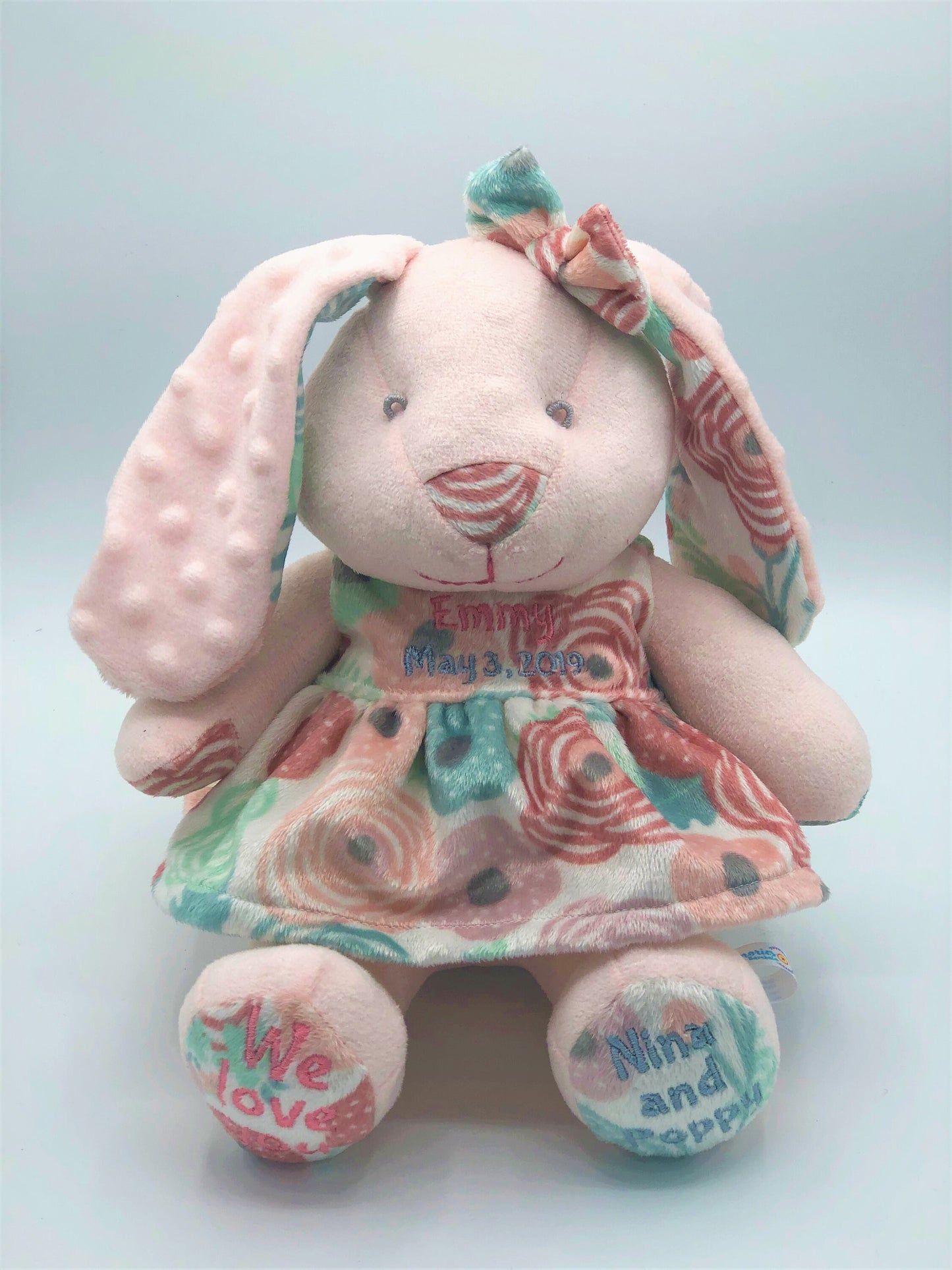 Stuffed Memory girl Bunny made out of your baby's newborn receiving hospital blanket