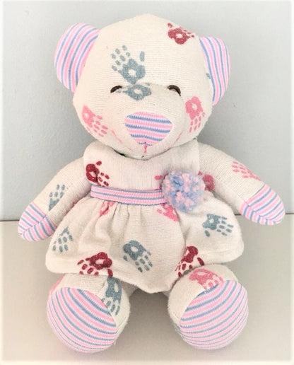 Custom Stuffed Girl Bear Made from Your Baby’s Hospital Blanket | Personalized Keepsake