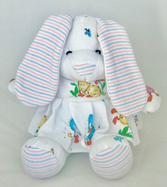 Stuffed Memory girl Bunny made out of your baby's newborn receiving hospital blanket