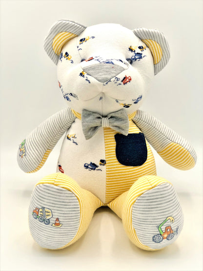 Custom Keepsake Baby Bear: Personalized Plush Made from Cherished Baby or Adult Clothing