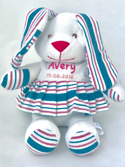 Stuffed Memory girl Bunny made out of your baby's newborn receiving hospital blanket
