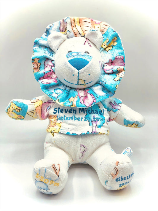 Stuffed Memory Lion made out of your baby's newborn receiving hospital blanket