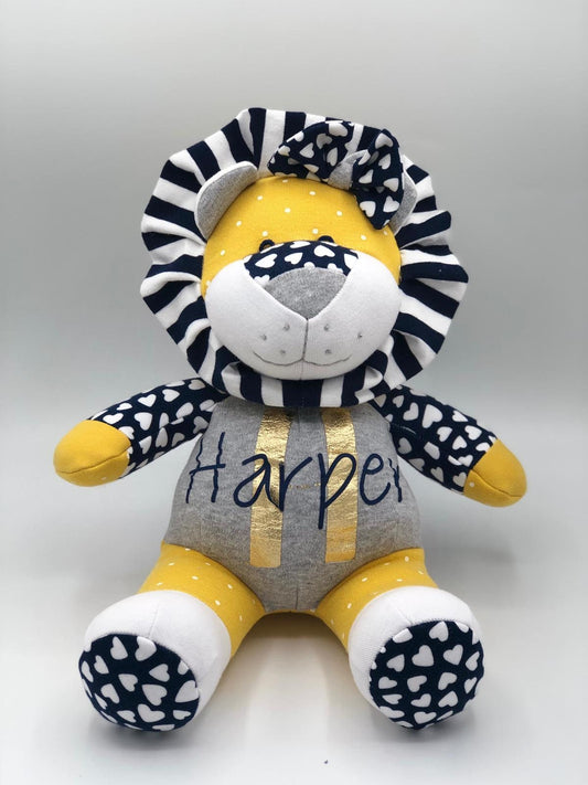 Keepsake Stuffed Lion made out of your favorite baby or adult outfits or clothes