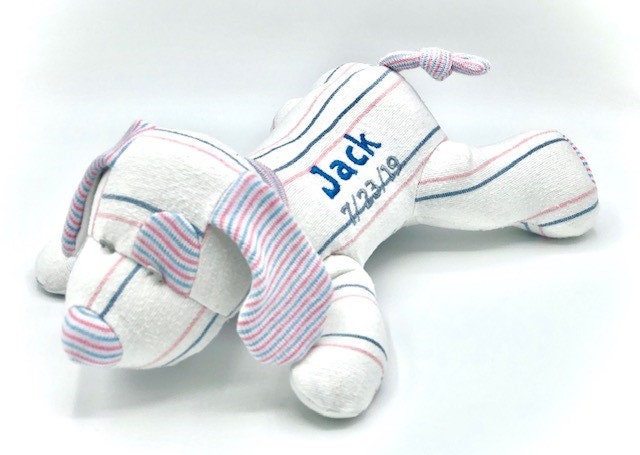 Stuffed Memory Dog made out of your baby's newborn receiving hospital blanket