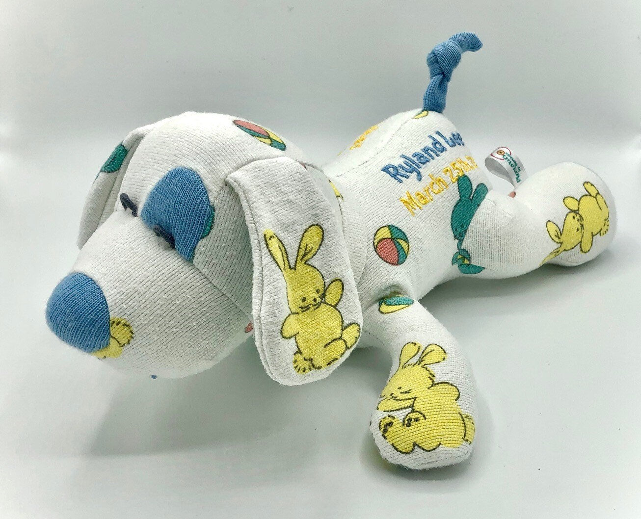 Stuffed Memory Dog made out of your baby's newborn receiving hospital blanket