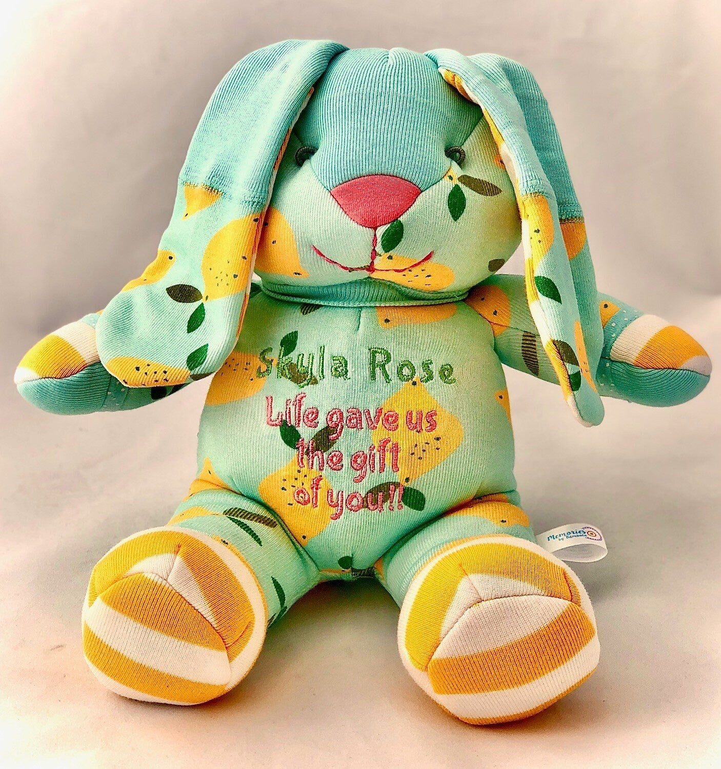 Keepsake Stuffed Bunny made out of your favorite baby or adult outfits or clothes