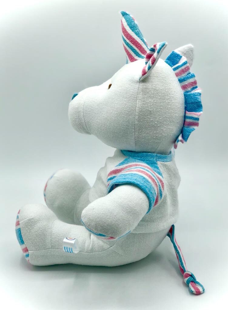 Stuffed Unicorn made out you baby's newborn hospital blanket