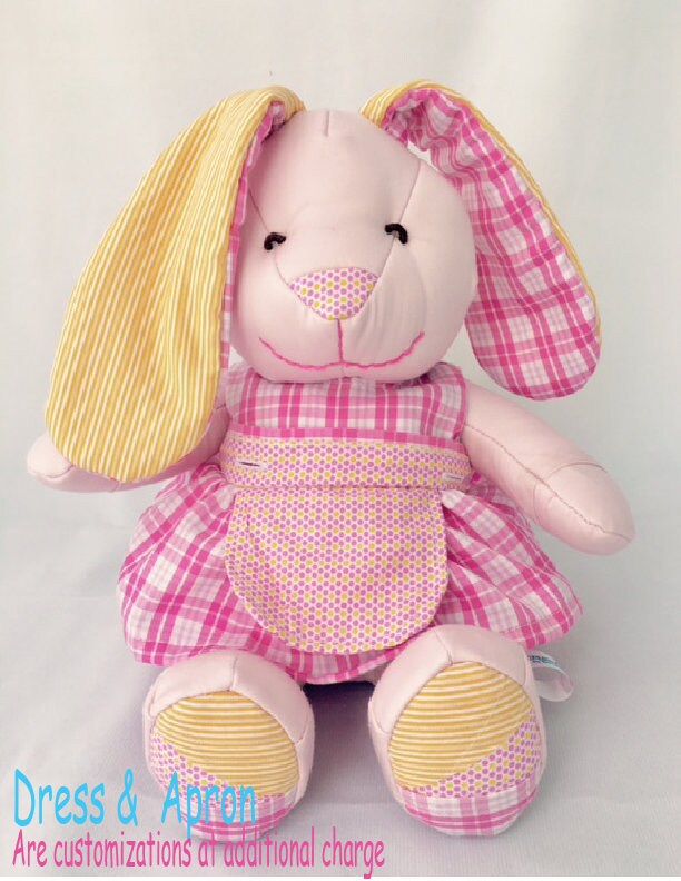 Keepsake Stuffed Bunny made out of your favorite baby or adult outfits or clothes